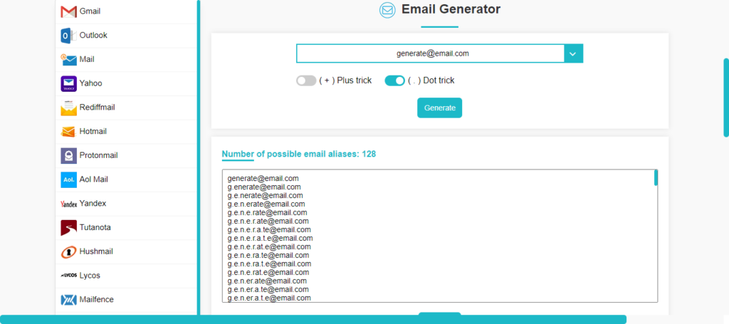 Fake email generator
